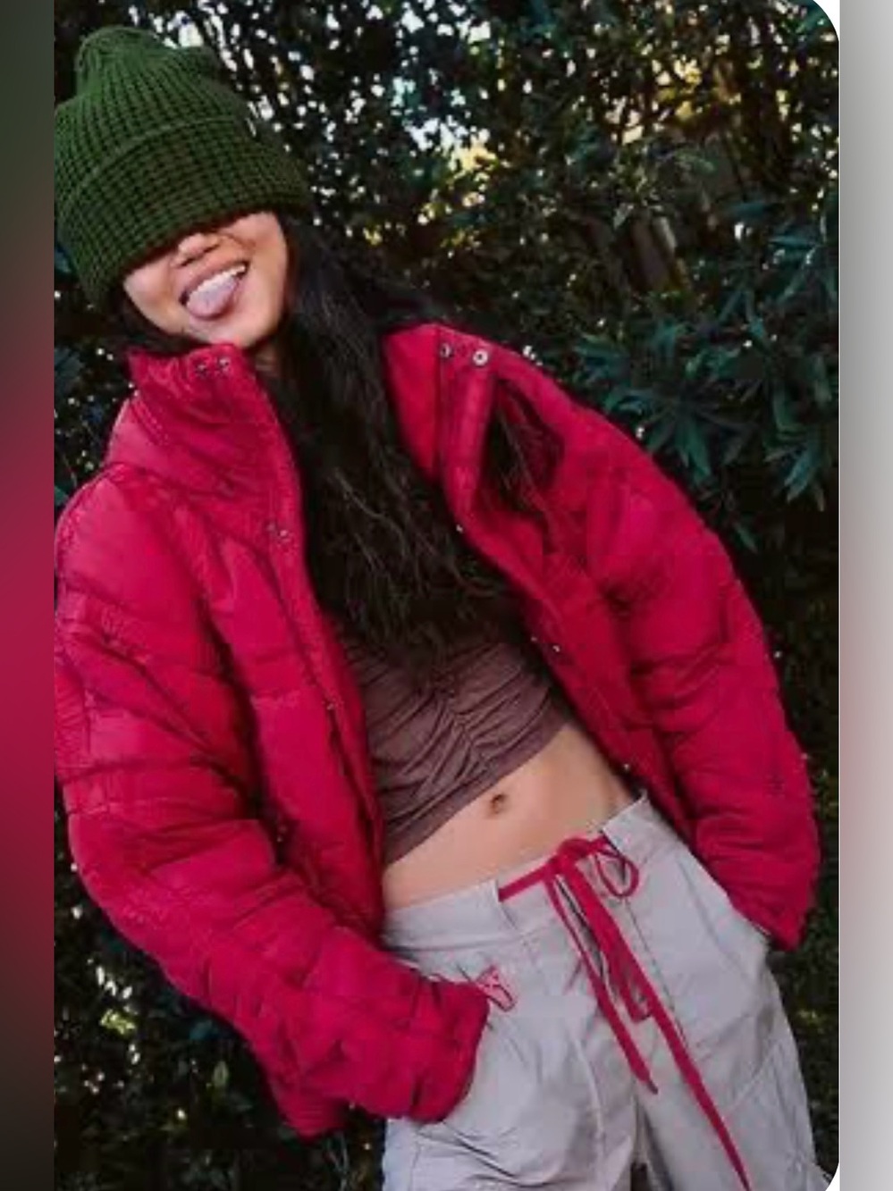 NWT! Free People Movement Shirr Enough Backpack Puffer SzXS Cranberry